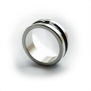 Anello PK Argentato Banda nera mm 19